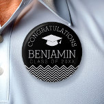 Congratulations Graduate Graduation CAN EDIT COLOR 2 Inch Round Button<br><div class="desc">A modern,  minimal design for a graduation celebration. Add your graduate's custom text to the black and white design to make a memento or a graduation party favor.</div>