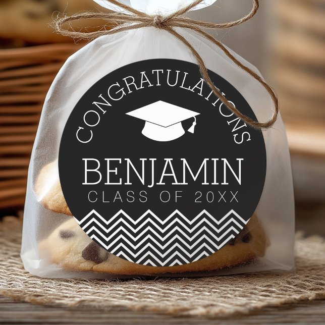 Congratulations Graduate Graduation CAN EDIT COLOR Classic Round Sticker (Graduation Party Sticker)