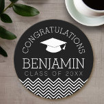 Congratulations Graduate Graduation CAN EDIT COLOR Round Paper Coaster<br><div class="desc">Add 2020,  2021 or any year to this whimsical design. This can be used for any graduate or reunion - high school,  college,  grad school,  nursing,  med school or even trade school.</div>