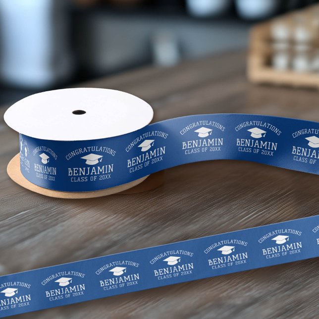 Congratulations Graduate Graduation CAN EDIT COLOR Satin Ribbon (Custom Graduation Ribbon)
