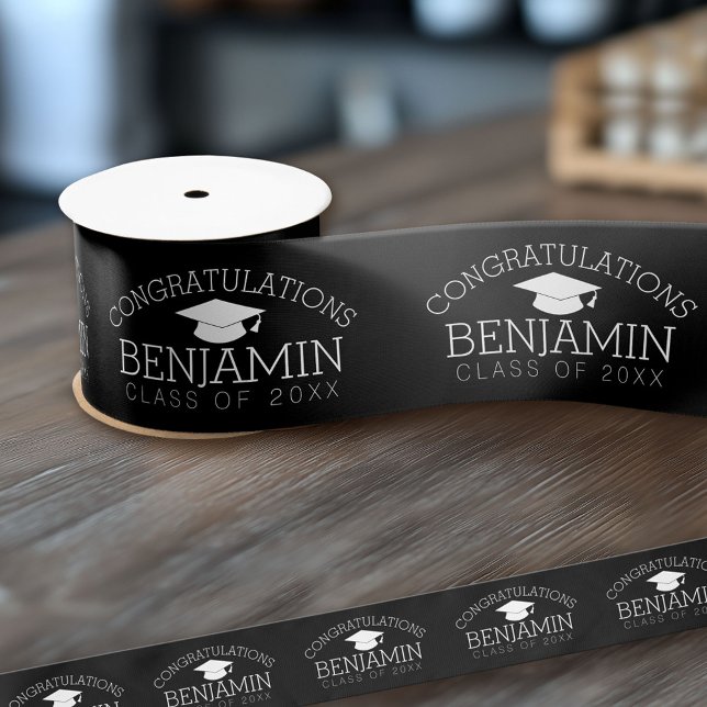 Congratulations Graduate Graduation CAN EDIT COLOR Satin Ribbon (Custom Graduation Ribbon)