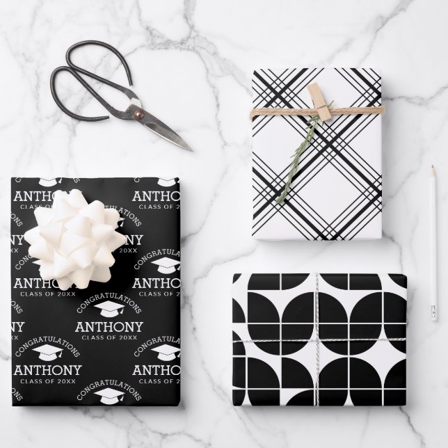 Congratulations Graduate Graduation Cap black Wrapping Paper Sheet (Front)