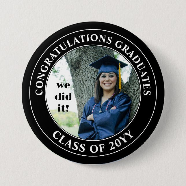 Congratulations Graduate Graduation Photo 3 Inch Round Button (Front)