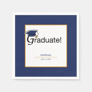 Congratulations Graduate, Hat, Tassel, Blue, Gold Napkin