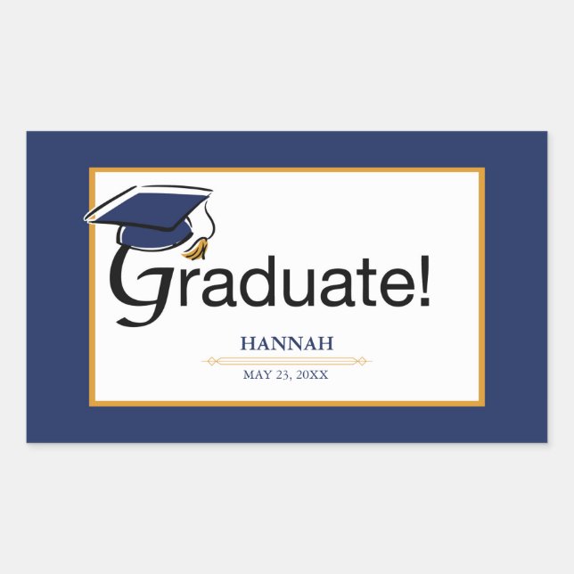 Congratulations Graduate, Hat, Tassel, Blue, Gold Sticker (Front)