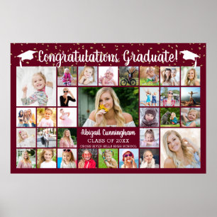 Congratulations Graduate Maroon 31 Photo Collage Poster