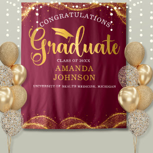 Congratulations Graduate Maroon Gold Graduation Tapestry