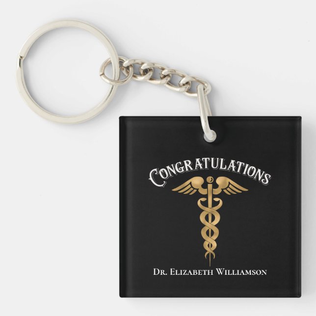 Congratulations Graduate Medical Physician Doctor Keychain (Front)
