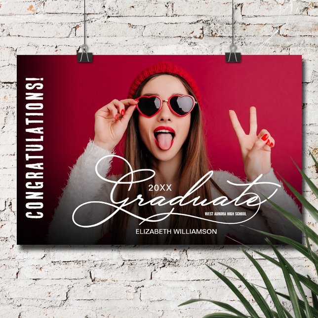 Congratulations Graduate Modern Photo Party Poster (Congratulations Graduate Modern Photo Poster, INSTANT DOWNLOAD and/or PRINTED)