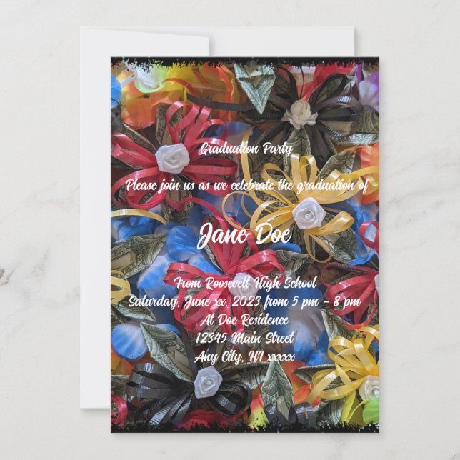 Congratulations Graduate Money Lei Party Invitatio Invitation (Front)
