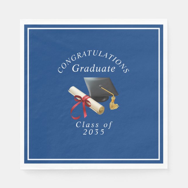 Congratulations Graduate Mortar Board Diploma Napkin (Front)