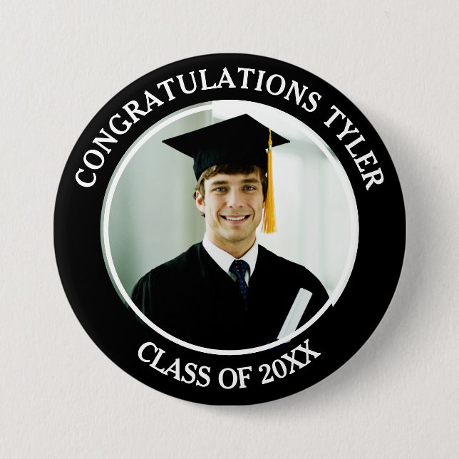Congratulations Graduate name and photo 3 Inch Round Button (Front)