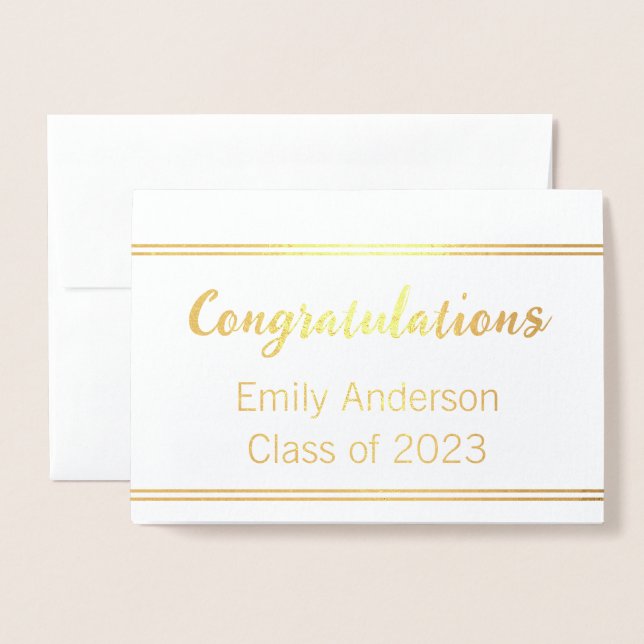 Congratulations Graduate Name Class of 2023 Foil Card (Front With Envelope)