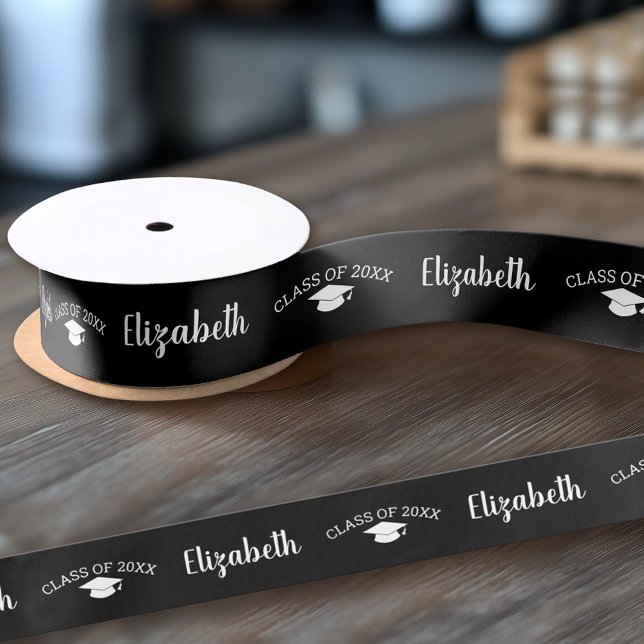Congratulations Graduate Name Script Graduation Satin Ribbon (Custom Graduation Ribbon)