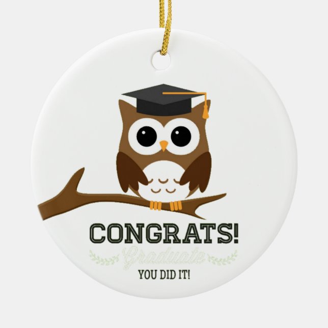 Congratulations Graduate Owl Ceramic Ornament (Front)