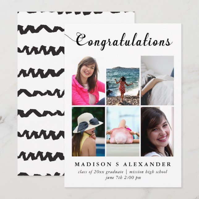 Congratulations Graduate Photo Collage Graduation Announcement (Front/Back)