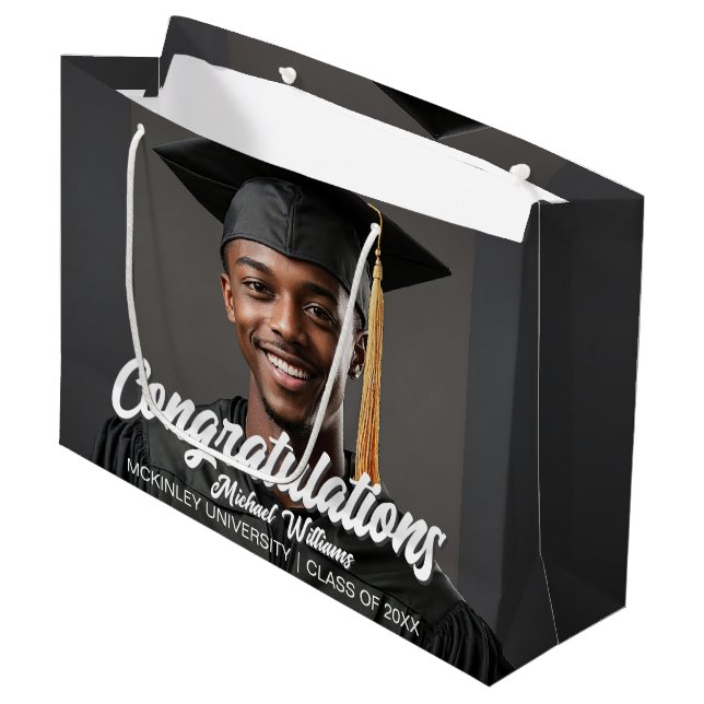Congratulations Graduate Photo Graduation Large Gift Bag (Front Angled)