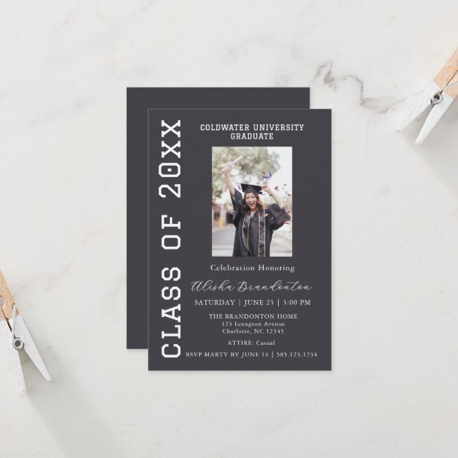 Congratulations Graduate Photo Party Invitation (Front/Back In Situ)