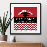 Congratulations Graduate - Red Black Graduation Photo Print<br><div class="desc">Add 2018,  2019 or any year to personalize this whimsical design. This can be used for any graduate - high school,  college,  grad school,  med school or even trade school.</div>