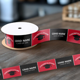 Congratulations Graduate - Red Black Graduation Satin Ribbon