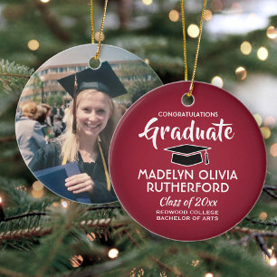 Congratulations Graduate Red Graduation Photo Ceramic Ornament