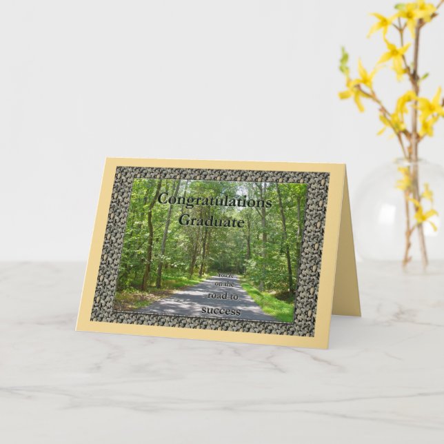 Congratulations Graduate Road to Success Card (Yellow Flower)