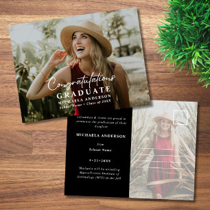 Congratulations Graduate Script 2-Photo Graduation Announcement Postcard