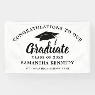 Congratulations Graduate Simple Black And White Banner