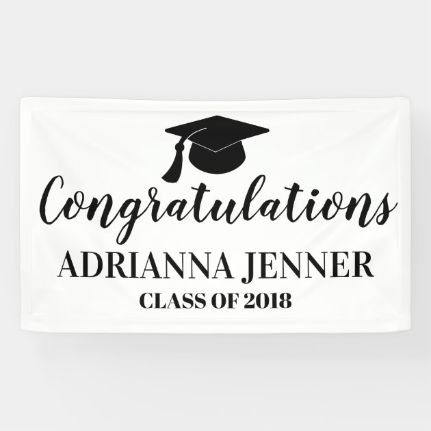 Class of 2018 Banner Congrats Graduate Banner Graduation Party Decor Congratulations Graduate Banner in Black and Gold with Bows