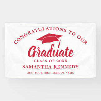 Congratulations Graduate Simple Red And White Banner