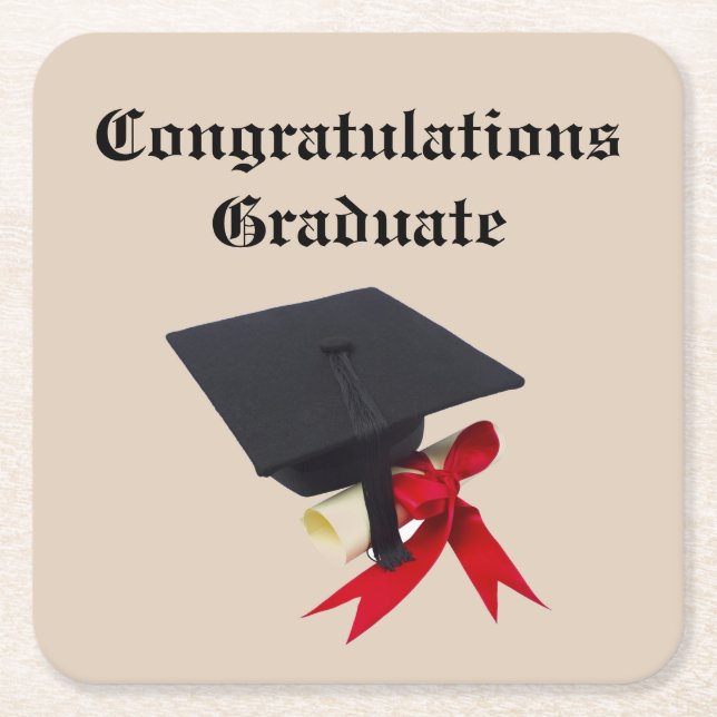 CONGRATULATION'S GRADUATE    SQUARE PAPER COASTER (Front)