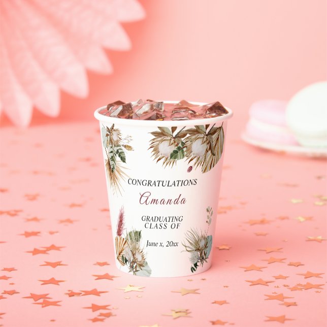 Congratulations Graduate Tropical King Protea Paper Cups (Insitu)