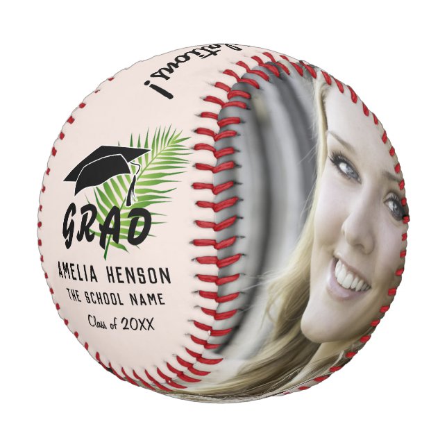 Congratulations Graduate Tropical Leaf Photo Baseball (Angled)