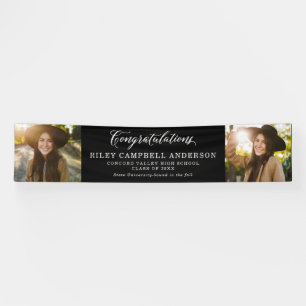 Congratulations graduate two photo black white banner