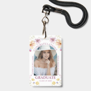 congratulations graduate watercolor floral photo badge