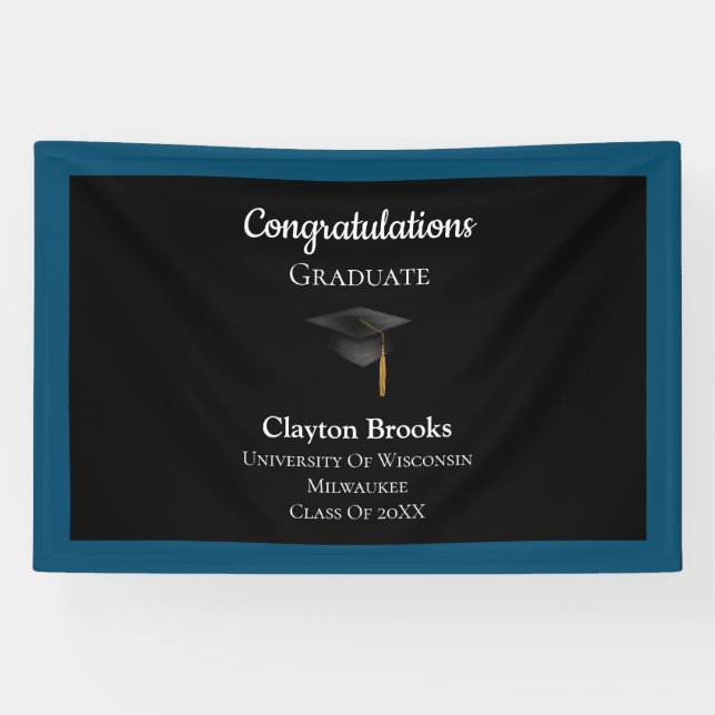 Congratulations Graduate With Cap Banner (Horizontal)
