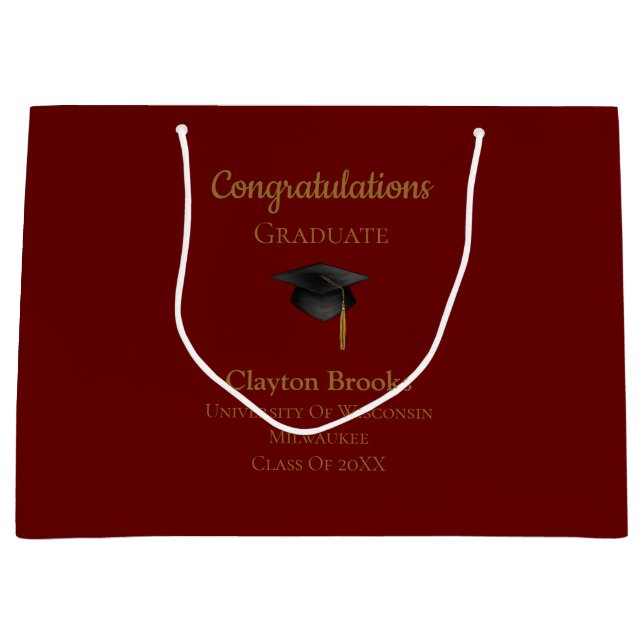 Congratulations Graduate With Cap Large Gift Bag (Front)