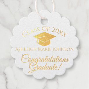 Congratulations Graduate with Name & Cap Favour Tags