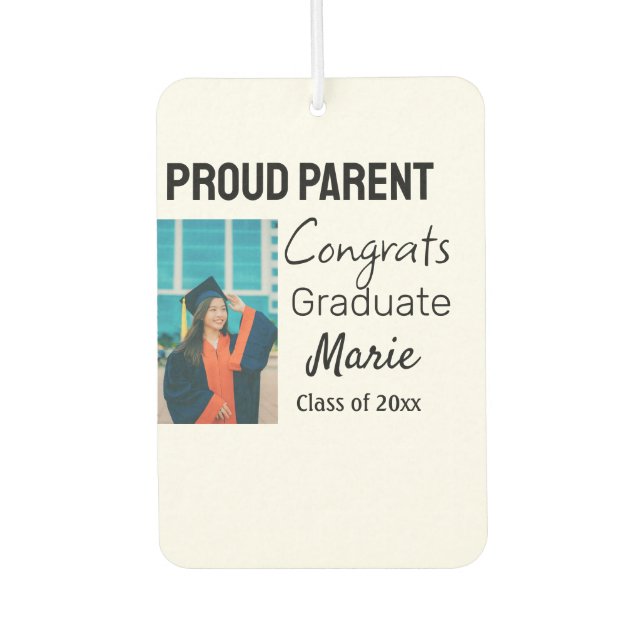 Congratulations graduation add name year text  air freshener (Front)