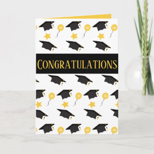 Congratulations Graduation Balloons Hat Pattern Po Card