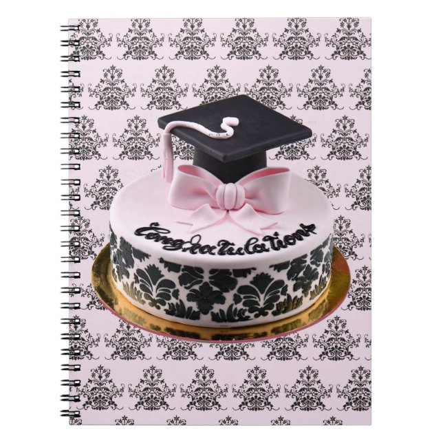 Congratulations Graduation Cap and Diploma Cake Notebook (Front)