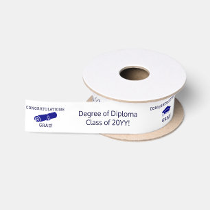 Congratulations Graduation Cap Diploma Navy Blue Satin Ribbon