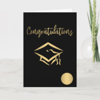 Congratulations Graduation Cap Gold Seal Metallic