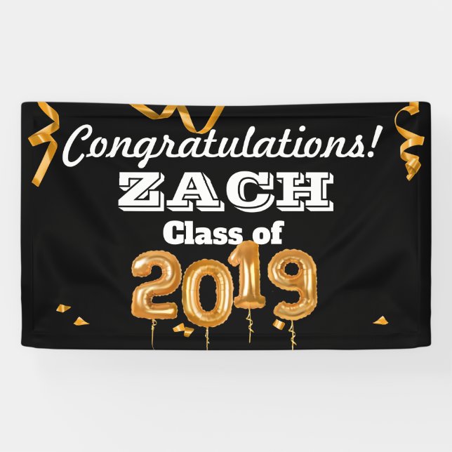 Congratulations Graduation Class Black/Gold Banner (Horizontal)