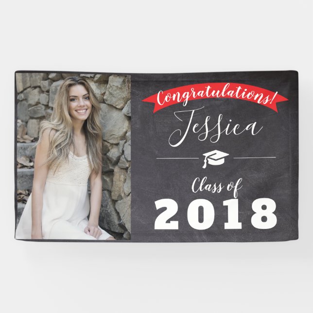 Congratulations Graduation Class Black/Red Banner (Horizontal)