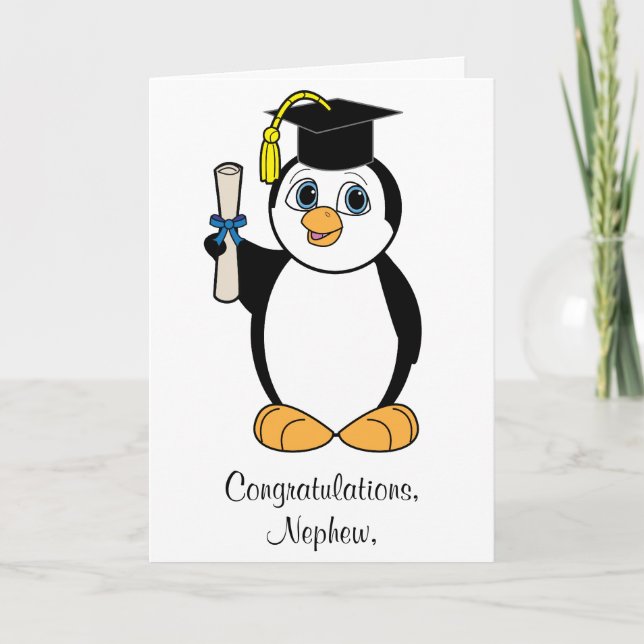 Congratulations Graduation Customizable Penguin Card (Front)