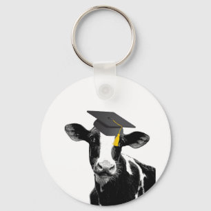 Congratulations Graduation Funny Cow in Cap Keychain