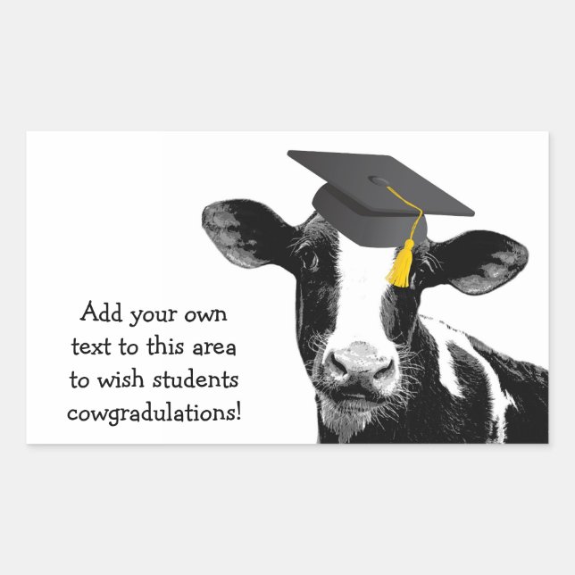 Congratulations Graduation Funny Cow in Cap Sticker (Front)