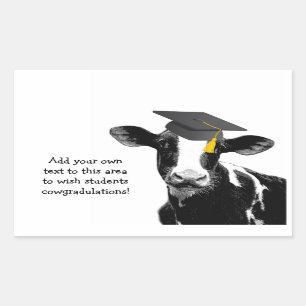 Congratulations Graduation Funny Cow in Cap Sticker