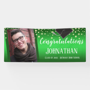 Congratulations Graduation Green Confetti Photo Banner